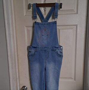 Girls Cat&jack overalls size large 10/12 embroidered Unicorn
